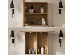 Vicco Armario con espejo para baño roble dorado 70x17.4x50 zino Color natural oscuro Best
