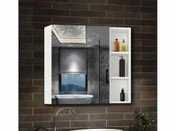 Mueble De Pared Para Baño|Armario con espejo para baño Armario principal 70 x 50 x 13 cm,Armario auxiliar 70 x 20 x 13 cm Con 3 estantes,acabado espejo de alta definición