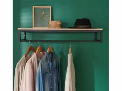 Mueble Perchero|Armario con estante de pared de madera y metal GRIF
