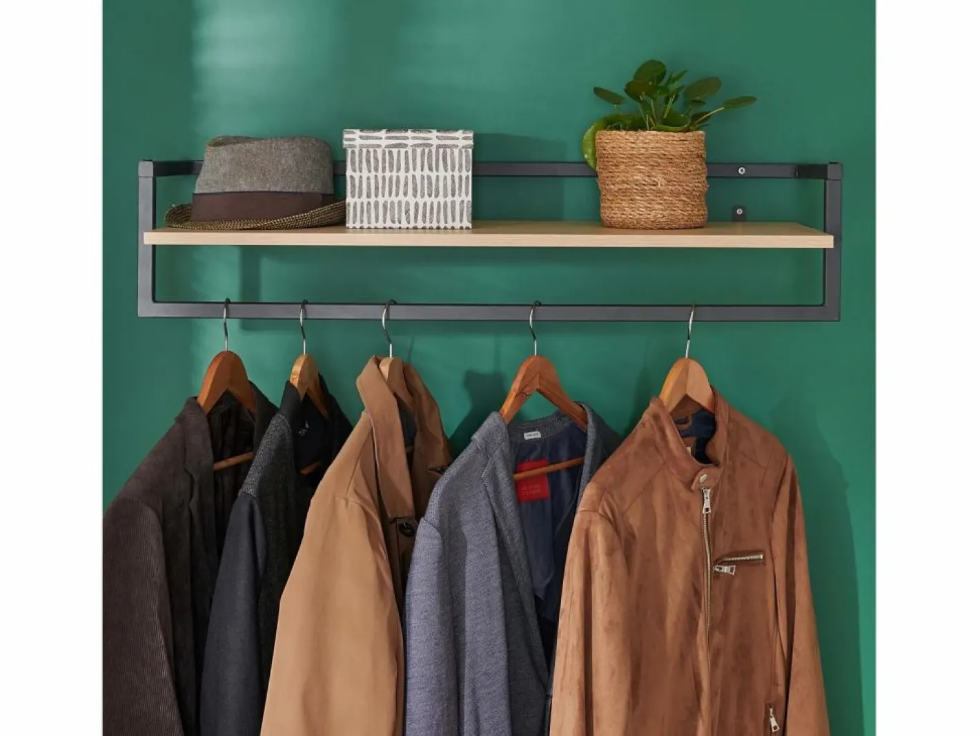 Armario con estante de pared de madera y metal Etan^ Discount