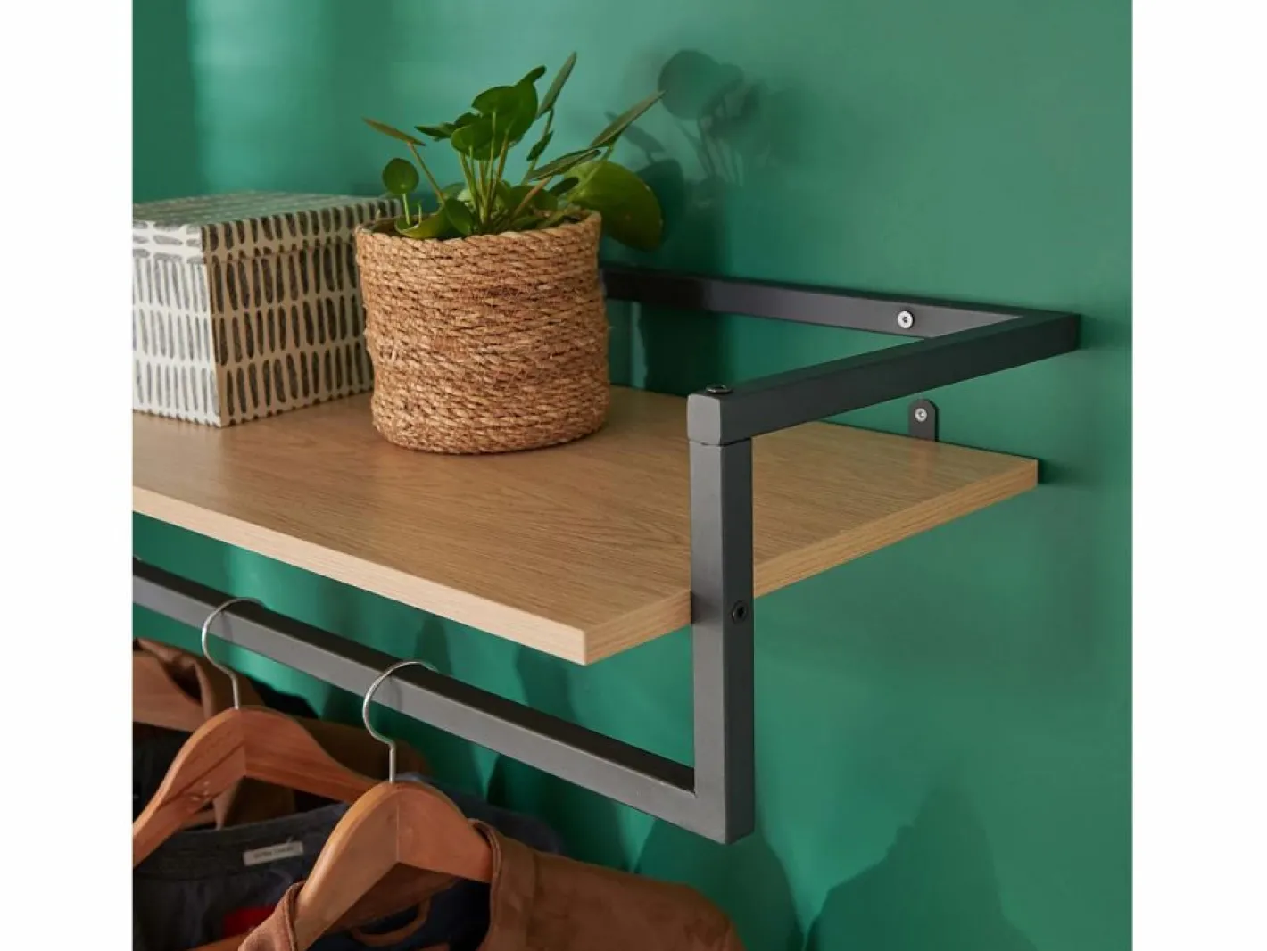 Armario con estante de pared de madera y metal Etan^ Discount