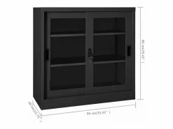 vidaxl Armario Oficina|Armario con puerta corredera acero antracita 90x40x90 cm