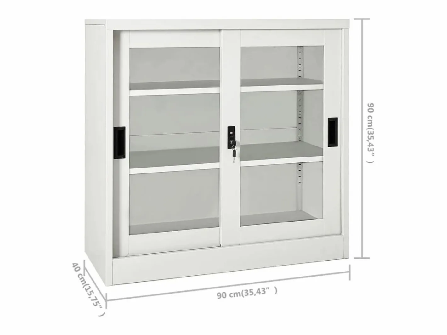 vidaxl Armario con puerta corredera claro acero 90x40x90 cm Gris Outlet