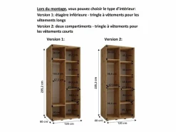 Abiks Möbel ARMARIO CON PUERTAS BATIENTES 235,2/120/60 2 puertas Negro Hot