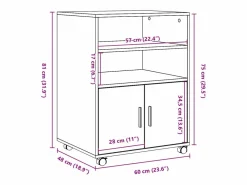 Armario con ruedas de roble marrón 60x48x81 cm madera de ingeniería^ Outlet
