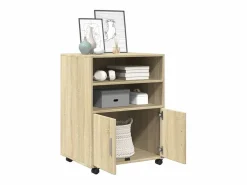Armario con ruedas de roble Sonoma 60x48x81 cm madera de ingeniería^ Outlet