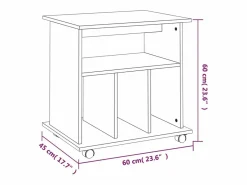 vidaxl Cajonera De Escritorio|Armario con ruedas madera contrachapada Sonoma 60x45x60 cm