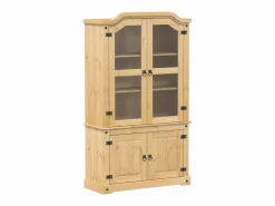 vidaxl Armario con vitrina Corona madera maciza pino 103,5x42x180 cm Color natural claro Online