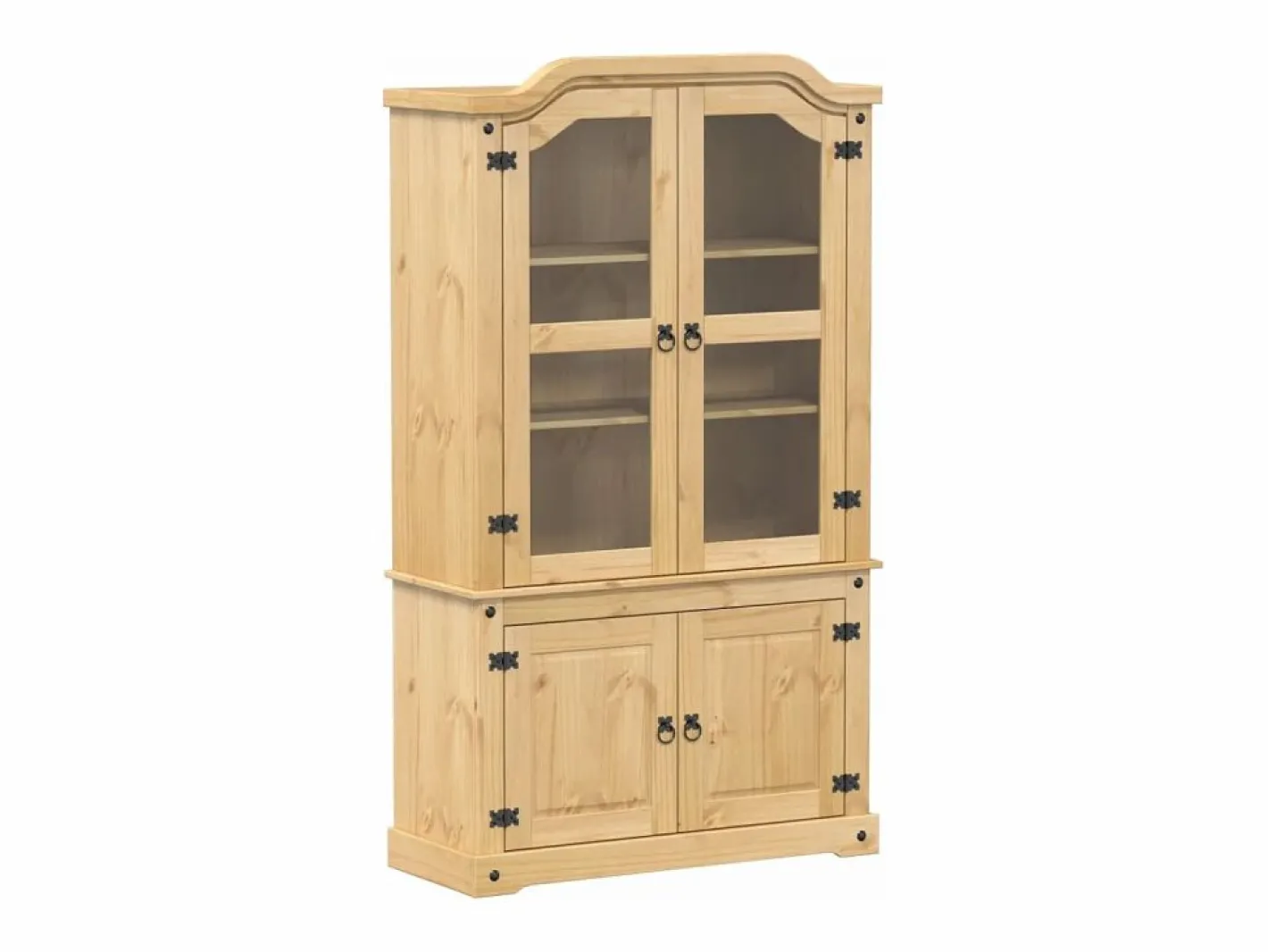 vidaxl Armario con vitrina Corona madera maciza pino 103,5x42x180 cm Color natural claro Online