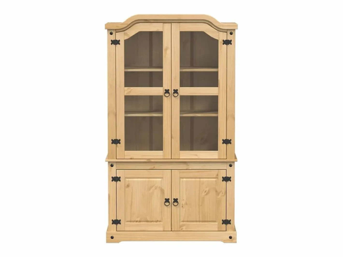 vidaxl Armario con vitrina Corona madera maciza pino 103,5x42x180 cm Color natural claro Online