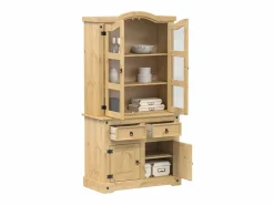 vidaxl Aparador De Cocina|Armario con vitrina Corona madera maciza pino 100x48,5x179 cm
