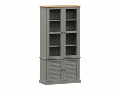 Clicnbuy Vitrina|Armario con vitrina VIGO madera maciza pino 85x35x170 cm