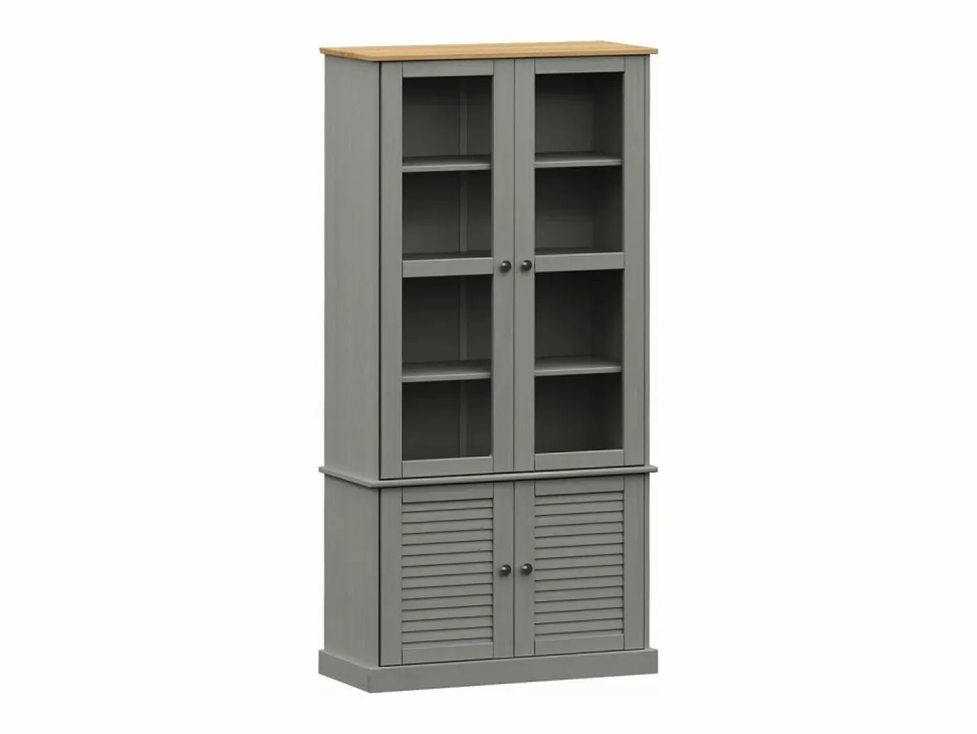 Clicnbuy Vitrina|Armario con vitrina VIGO madera maciza pino 85x35x170 cm