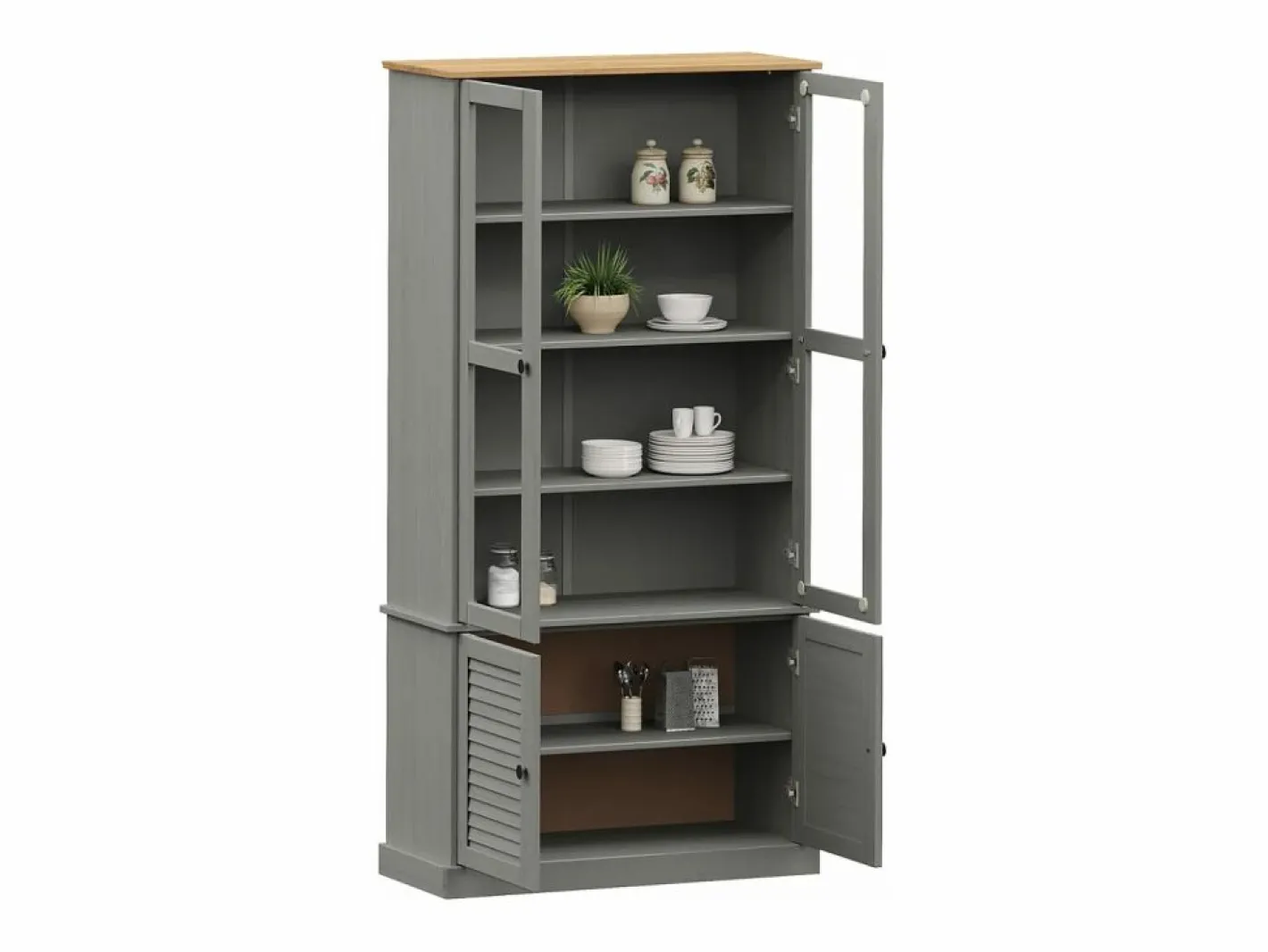 Clicnbuy Vitrina|Armario con vitrina VIGO madera maciza pino 85x35x170 cm