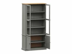 Clicnbuy Vitrina|Armario con vitrina VIGO madera maciza pino 85x35x170 cm