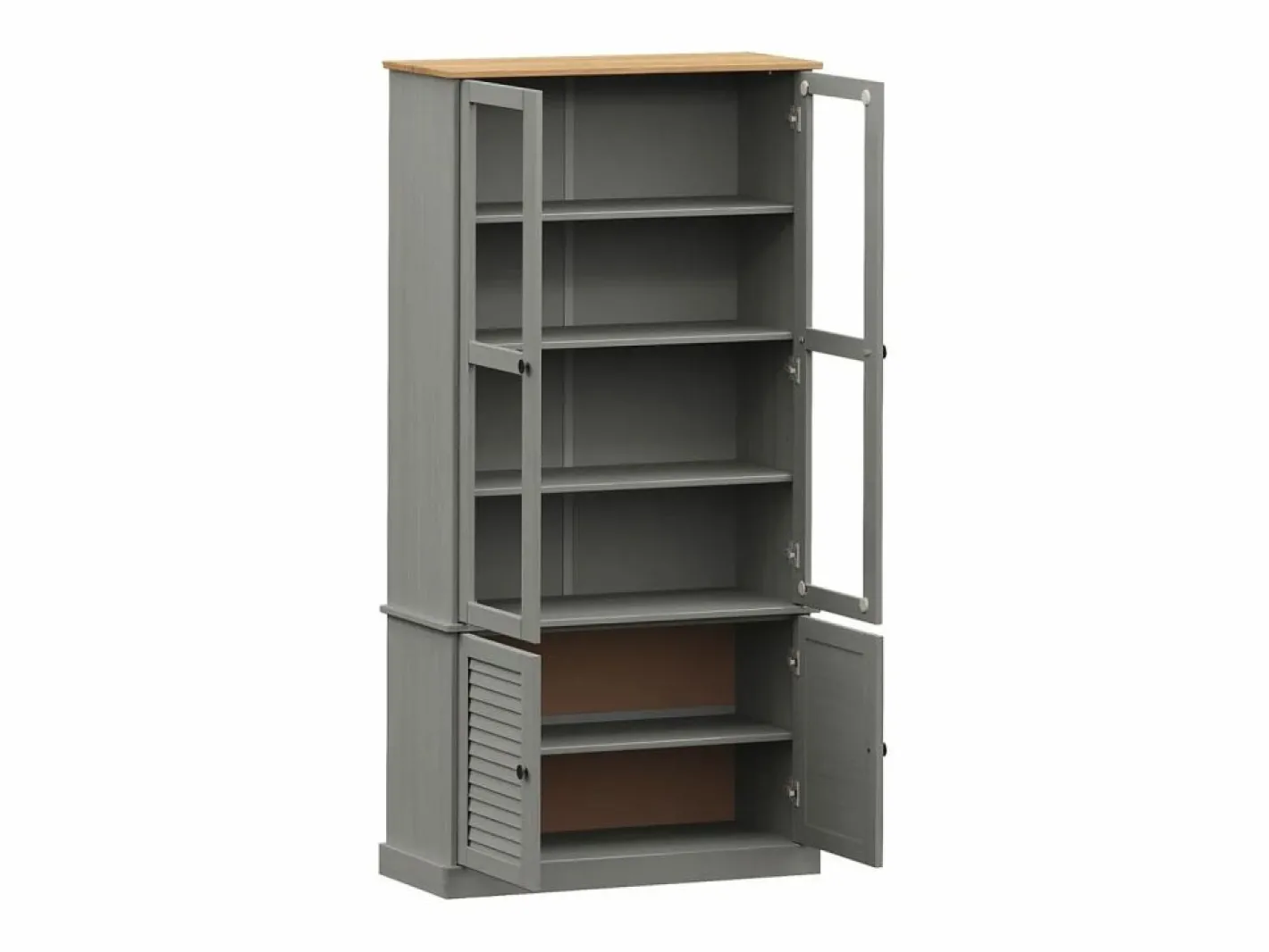 Clicnbuy Vitrina|Armario con vitrina VIGO madera maciza pino 85x35x170 cm