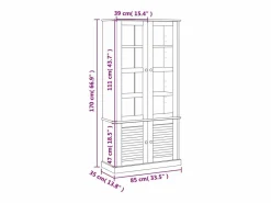 Clicnbuy Vitrina|Armario con vitrina VIGO madera maciza pino 85x35x170 cm