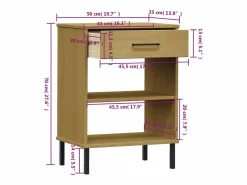 Clicnbuy Armario consola patas de metal madera maciza pino marrón OSLO Marru00f3n