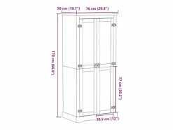 vidaxl Armario|Armario Corona madera maciza de pino 76x50x170 cm
