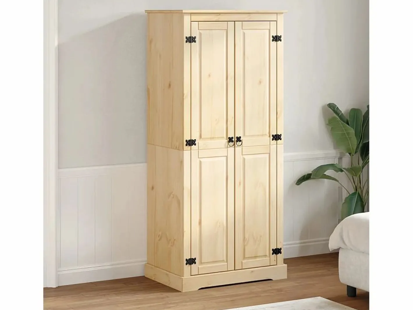 Armario Corona madera maciza de pino 76x50x170 cm ES412117 Marru00f3n Outlet