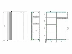 Vente-unique Armario|Armario corredero de 2 puertas con espejo, 150 cm de ancho, color y natural - CALELA