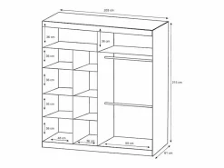 Vente-unique Armario corredero ROVINJA de 2 puertas con espejo, 203 cm de ancho, Blanco Clearance