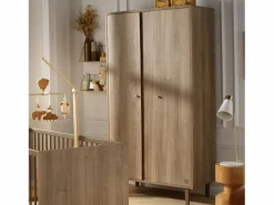 Sauthon Armario de 2 puertas con detalle de imitación de madera texturizada y patas de madera Marru00f3n Discount