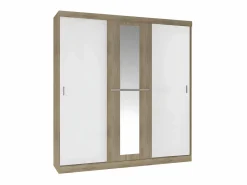 Vente-unique Armario|Armario de 3 puertas correderas natural y blanco marfil DIDDA