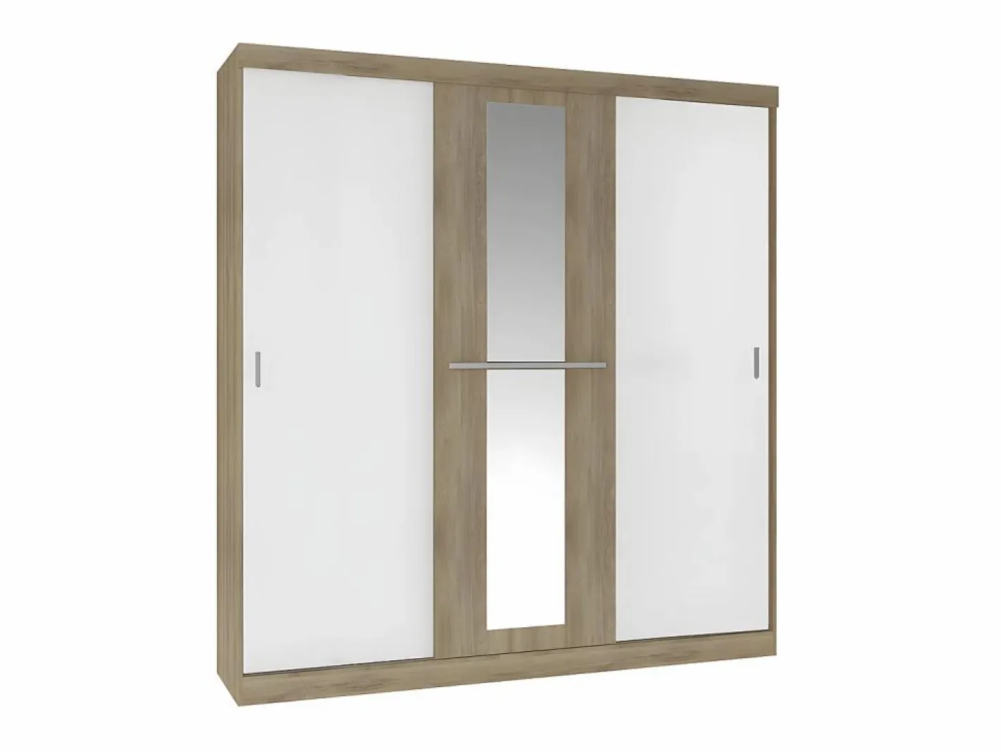 Vente-unique Armario|Armario de 3 puertas correderas natural y blanco marfil DIDDA
