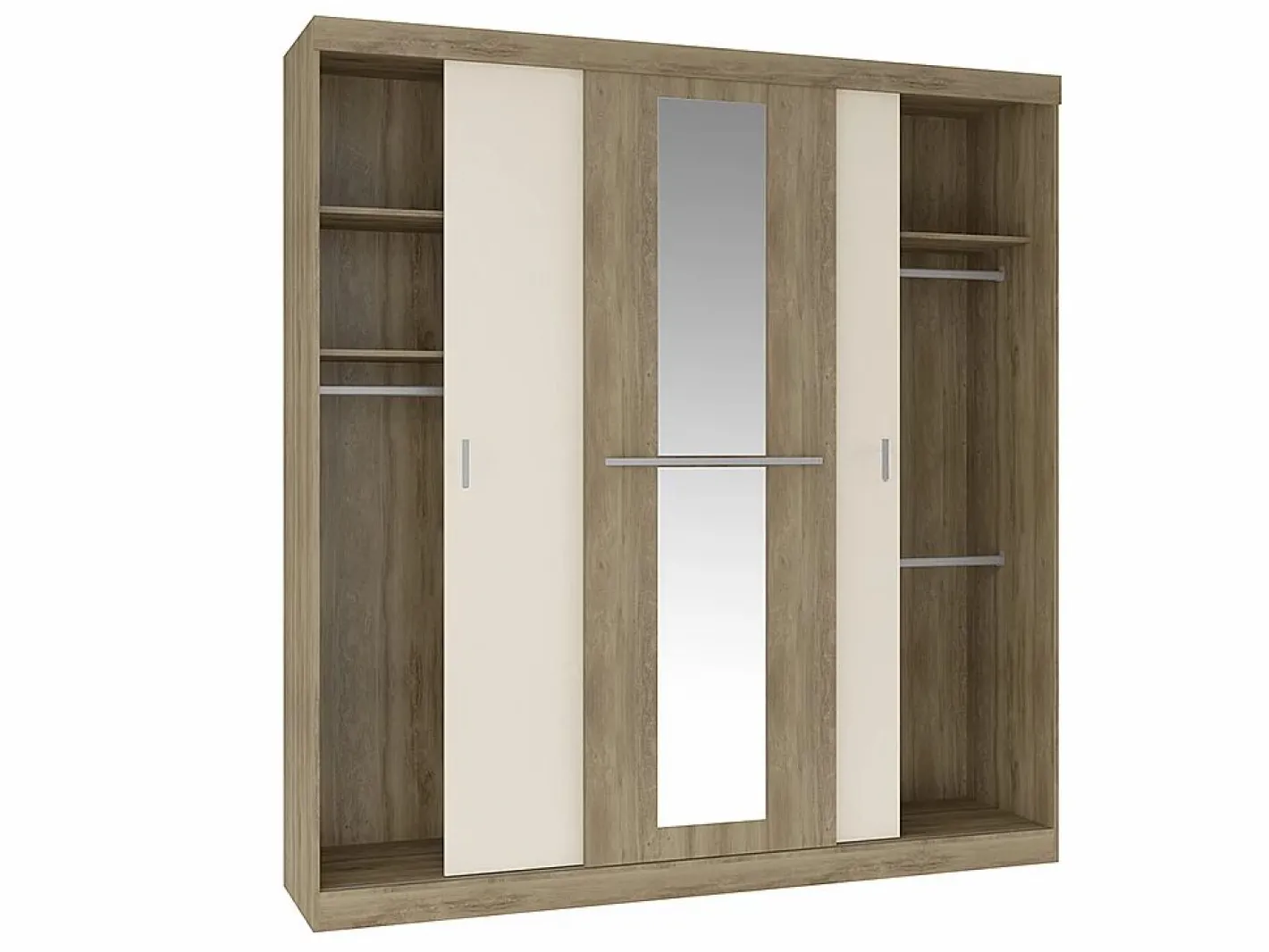 Vente-unique Armario|Armario de 3 puertas correderas natural y blanco marfil DIDDA