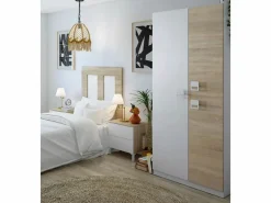 Cambia tus muebles Armario de 3 puertas de 200x90x52 cm con barra de colgar extraíble en -beige Tomy Blanco New