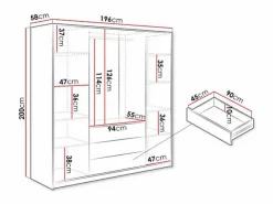 Vente-unique Armario de 4 puertas y 3 cajones en Ancho 196 cm color - LIZANDRO Blanco Best