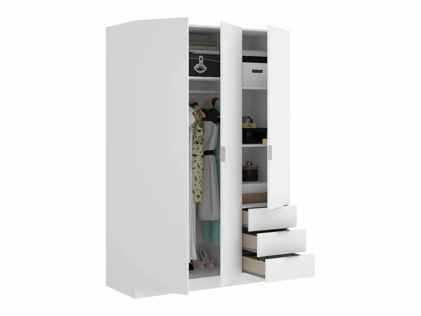 Vente-unique Armario de 3 puertas y 3 cajones en color - LISTOWEL Blanco Discount