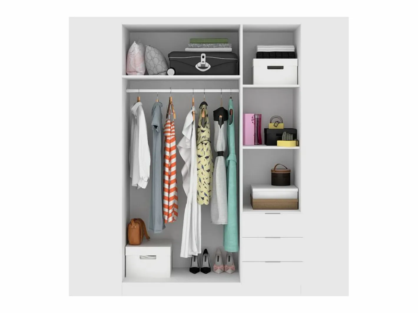 Vente-unique Armario de 3 puertas y 3 cajones en color - LISTOWEL Blanco Discount