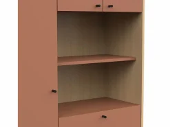 Calicosy Columna De Baño|Armario de 4 puertas y 1 cajón con espejo H201,5 cm - ELISA