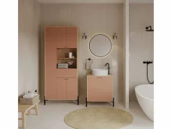 Calicosy Columna De Baño|Armario de 4 puertas y 1 cajón con espejo H201,5 cm - ELISA