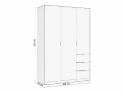 Armario de 3 puertas y 3 cajones en blanco 135x200 cm Magan Blanco^duehome