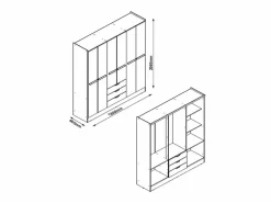 Armario de 6 puertas y 3 cajones L180 cm en beige y natural - PEROLI^Vente-unique Online