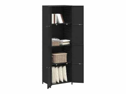 vidaxl Armario de almacenaje de jardín ratán PE 59x40x180 cm Negro Outlet