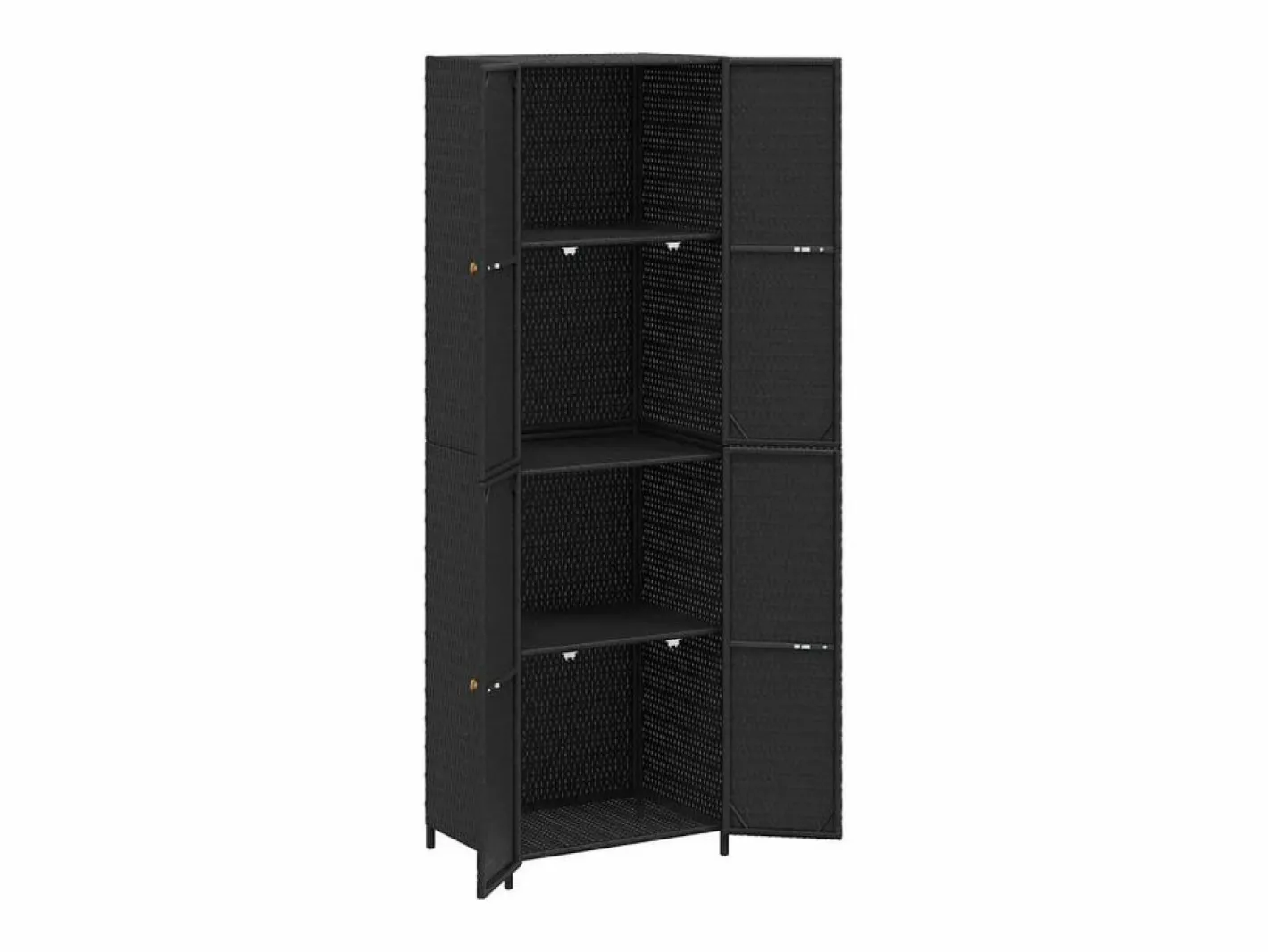 vidaxl Armario de almacenaje de jardín ratán PE 59x40x180 cm Negro Outlet