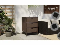 vidaxl Armario de almacenaje de jardín ratán PE 55x59x69 cm Negro Online
