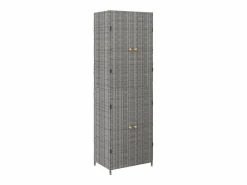 vidaxl Armario de almacenaje de jardín ratán PE 59x40x180 cm Gris Clearance