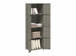 vidaxl Armario de almacenaje de jardín ratán PE 59x40x180 cm Gris Clearance