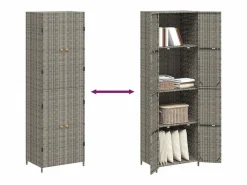 vidaxl Armario de almacenaje de jardín ratán PE 59x40x180 cm Gris Clearance