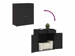 vidaxl Armario de almacenaje de jardín ratán PE 105x55x113 cm Negro Best