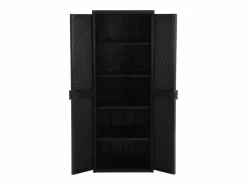 vidaxl Armario de almacenaje de jardín ratán PP 65x45x172 cm Negro Hot