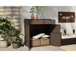 Armario de almacenaje de jardín ratán PE 105x55x113 cm^vidaxl Discount