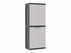Armario de almacenaje exterior PP y negro 65x37x165 cm ES173131 Gris