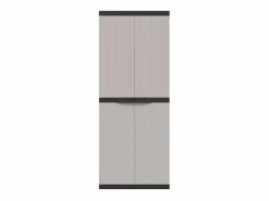 vidaxl Armario de almacenaje exterior PP y negro 65x37x165 cm Gris Sale