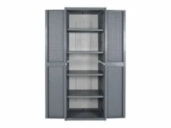 Armario de almacenaje para jardín PP ratán 65x45x172 cm ES909947 Gris Discount
